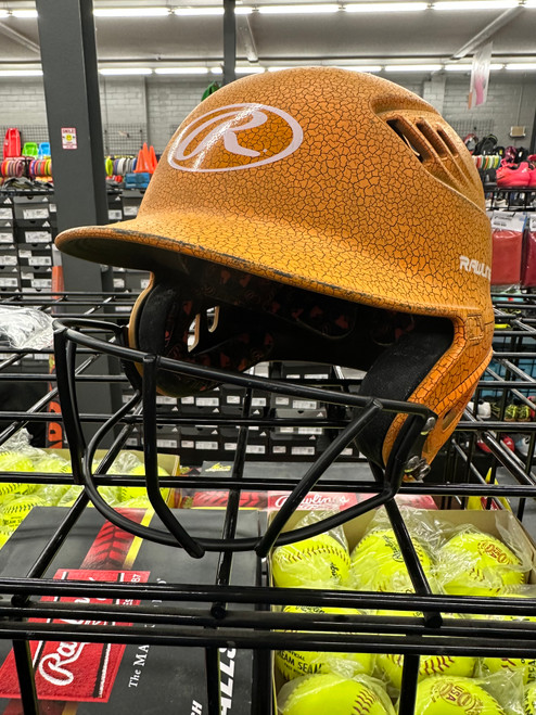 Vist Large View of Product Image Which is Used Rawlings COOFLO HELMET W/MASK Batting Helmet w/Mask Orange LG