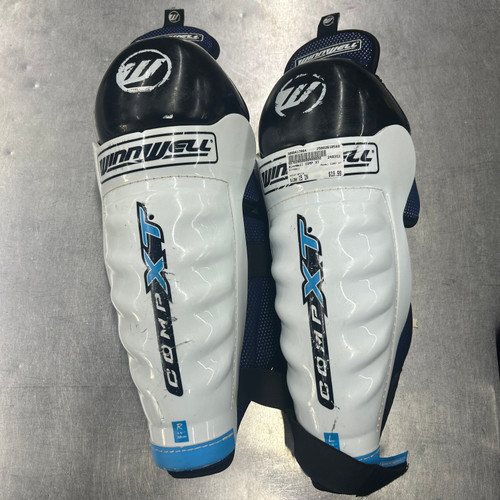 Vist Large View of Product Image Which is Used WinnWell COMP XT Senior Shin Guards White 15"