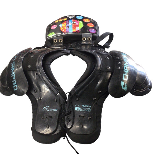 Vist Large View of Product Image Which is Used Champro SCORPION FB Shoulder Pads Black LG