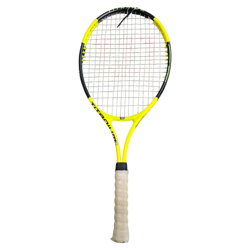 Vist Large View of Product Image Which is Used Wilson TITAMIUM 3 Adult Tennis Racquet Yellow 4"