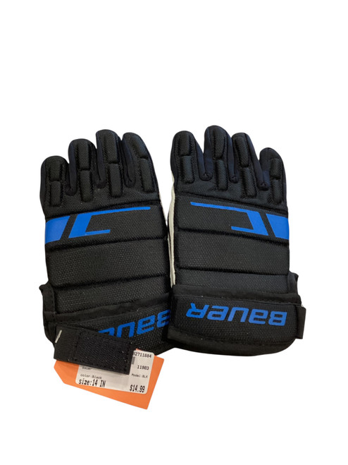 Vist Large View of Product Image Which is Used Bauer BLK Senior Gloves Black 14"