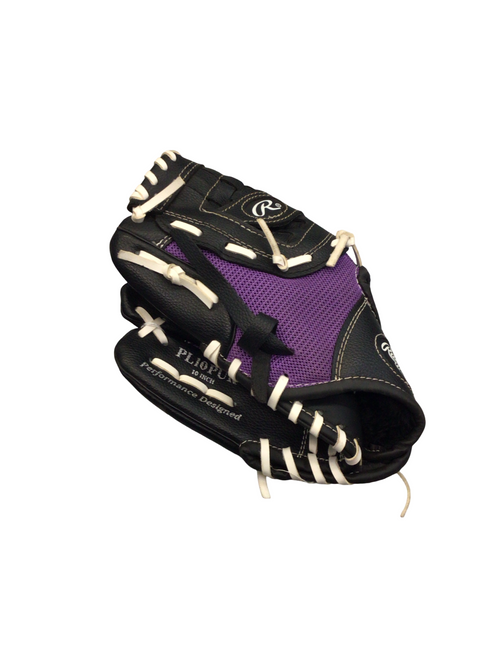 Vist Large View of Product Image Which is Used Rawlings PLAYER SERIES BB/SB Glove LH Throw Black 10"