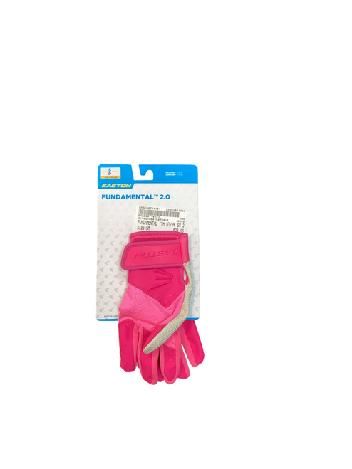 Vist Large View of Product Image Which is New Easton FUNDAMENTAL BB/SB Batting Gloves White And Pink MD