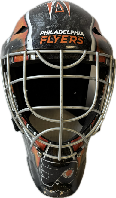 Vist Large View of Product Image Which is Used Franklin 74005F09E2 Junior Goalie Helmet/Mask Black And Orange S/M