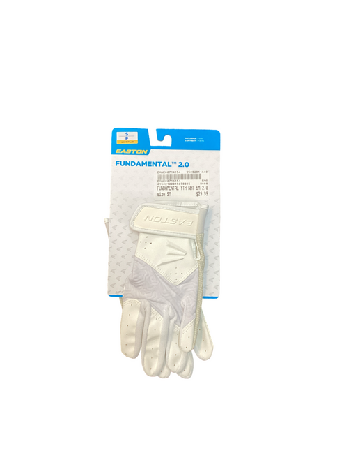 Vist Large View of Product Image Which is New Easton FUNDAMENTAL BB/SB Batting Gloves White LG