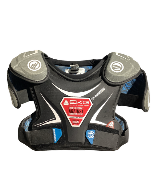 Vist Large View of Product Image Which is Used Maverik CHARGER Lacrosse Shoulder Pads Black SM