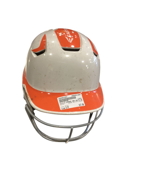 Vist Large View of Product Image Which is Used Easton ORANGE AND WHITE HELMET Batting Helmet w/Mask White S/M