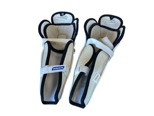 Vist Large View of Product Image Which is Used Bauer ELITE Senior Shin Guards White 13"