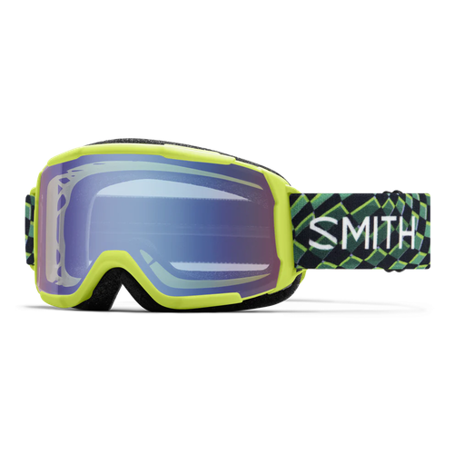 Vist Large View of Product Image Which is New Smith Daredevil 2026 Youth Snow Goggles- Electric Lime/Blue Sensor Mirror Lens