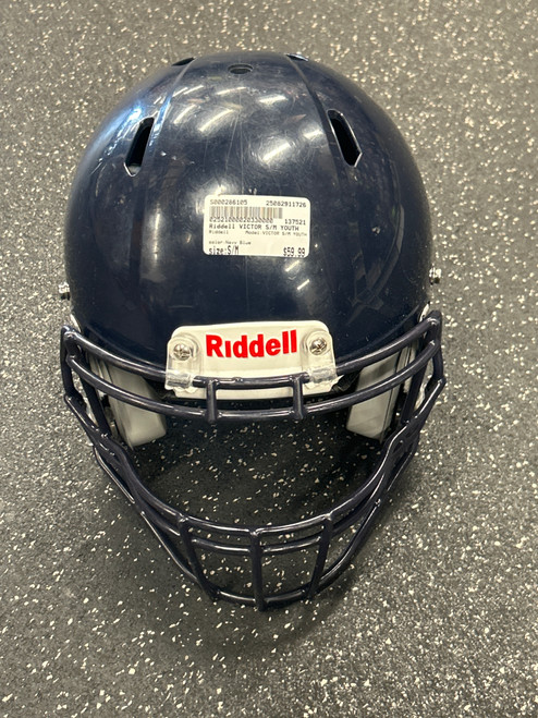 Vist Large View of Product Image Which is Used Riddell VICTOR S/M YOUTH FB Helmet Navy Blue S/M