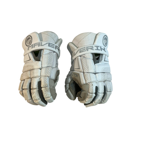 Vist Large View of Product Image Which is Used Maverik 12IN MAVERIK M6 LAX GLOVES Lacrosse Gloves Mens White 12"