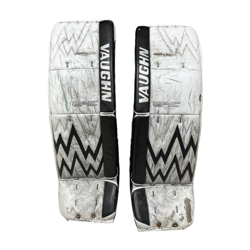 Vist Large View of Product Image Which is Used Vaughn EPIC Hockey Goalie Leg Pads Senior White 34"