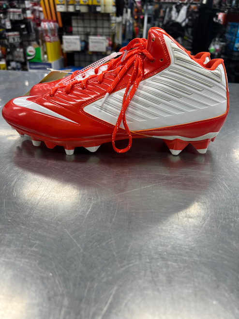 Vist Large View of Product Image Which is Used Nike V SPEED Adult FB Cleats Orange And White Senior 12.5