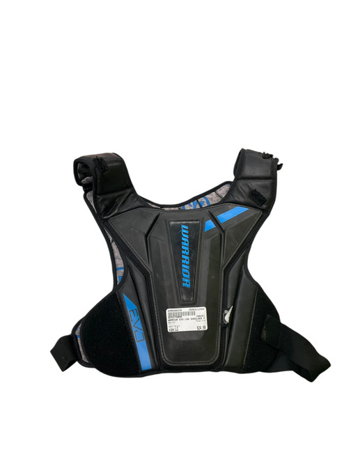 Vist Large View of Product Image Which is Used Warrior EVO Lacrosse Shoulder Pads Black LG