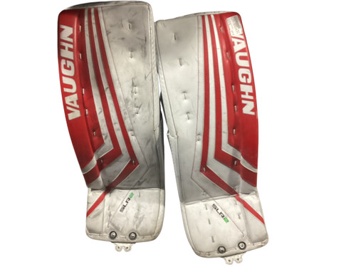 Vist Large View of Product Image Which is Used Vaughn VENTUS SLR2 INT Goalie Leg Pads Inter Cardinal And White 31"