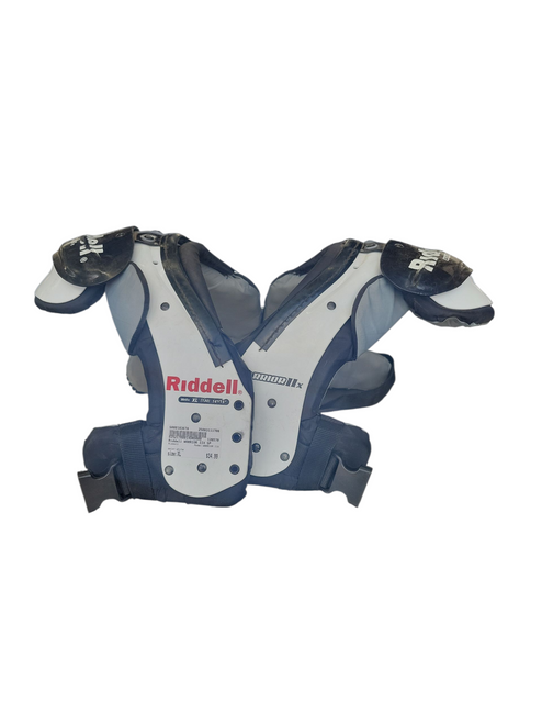 Vist Large View of Product Image Which is Used Riddell WARRIOR IIX FB Shoulder Pads White XL