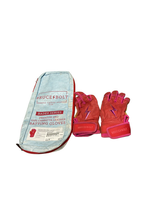 Vist Large View of Product Image Which is Used BB/SB Bruce Bolts Batting Gloves Red And Pink SM