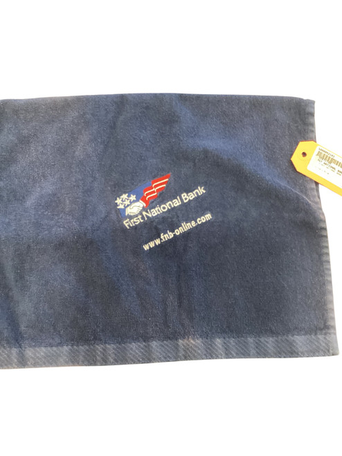 Vist Large View of Product Image Which is Used FIRST NATIONAL BANK GOLF TOWEL Golf Accessory Navy Blue
