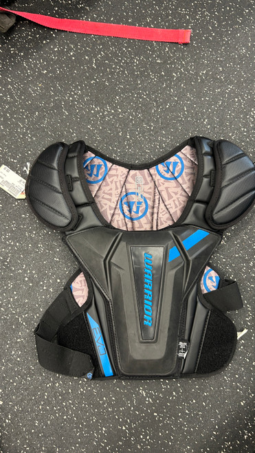 Vist Large View of Product Image Which is Used Warrior EVO Lacrosse Shoulder Pads Black SM