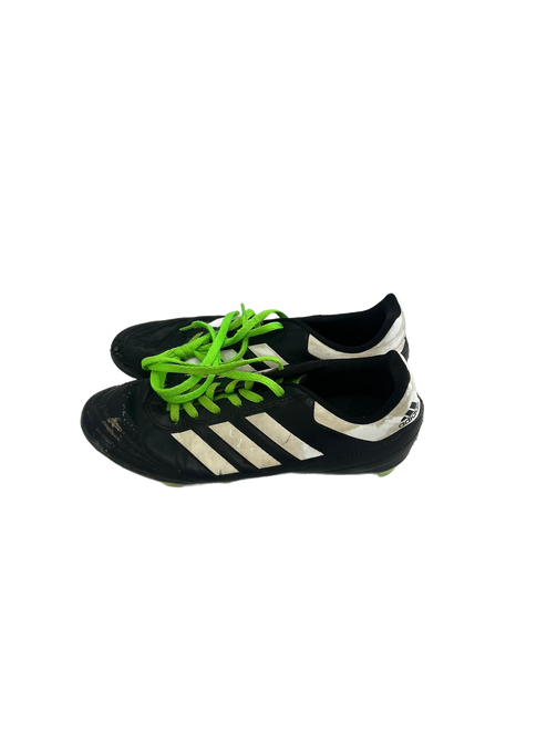 Vist Large View of Product Image Which is Used Adidas Goletto Jr 4.5 Black and Neon Green Soccer Cleats