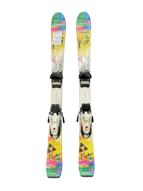 Vist Large View of Product Image Which is Used Fischer KOA 100CM Girls DH Ski/Binding White 100 cm