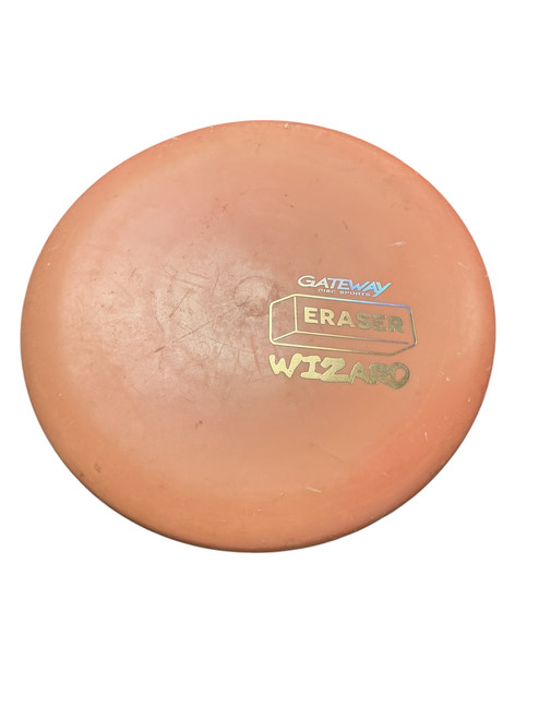 Vist Large View of Product Image Which is Used Gateway ERASER WIZARD PUTTER Disc Golf Putter Orange