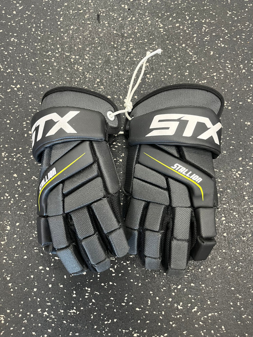 Vist Large View of Product Image Which is Used STX STALLION 200 Lacrosse Gloves Junior Grey SM