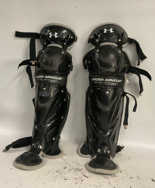 Vist Large View of Product Image Which is Used Under Armour SHIN GUARDS Catchers Leg Guards Black Junior
