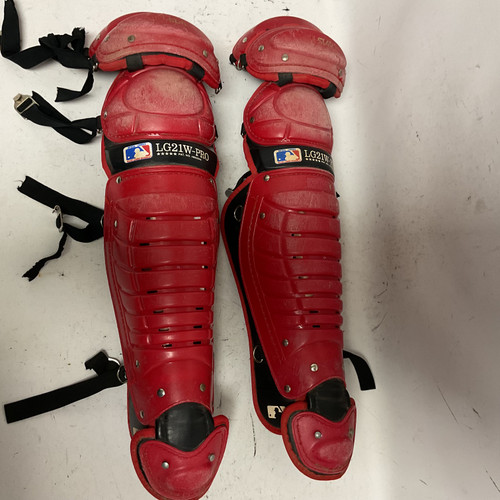 Vist Large View of Product Image Which is Used All-Star LG21W-PRO Catchers Leg Guards Red Adult