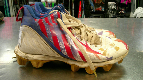 Vist Large View of Product Image Which is Used Under Armour USA BB/SB Cleats Navy Blue Junior 03.5