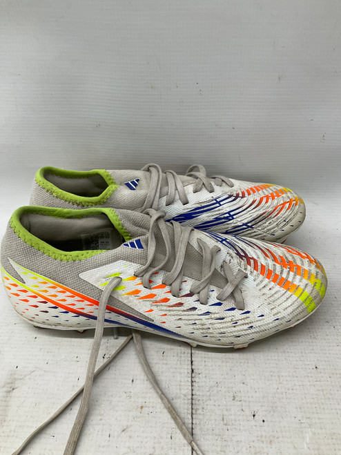Vist Large View of Product Image Which is Used Adidas Soccer Cleats White And Optic Yellow Senior 7.5