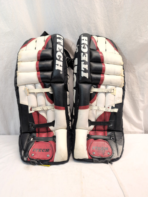 Vist Large View of Product Image Which is Used Itech X-FACTOR 4.8 Goalie Leg Pads Junior Black 30"