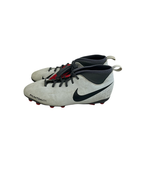 Vist Large View of Product Image Which is Used Nike Phantom VSN Jr 4.5 White Red and Black Soccer Cleats