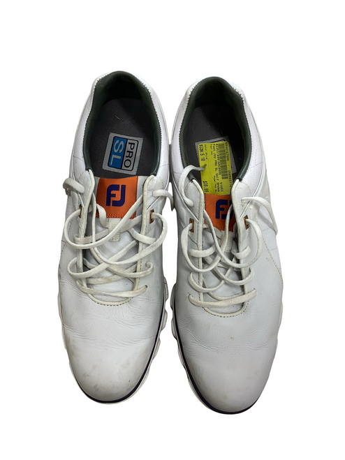 Vist Large View of Product Image Which is Used Foot Joy PRO SL Mens Golf Shoes White Senior 10