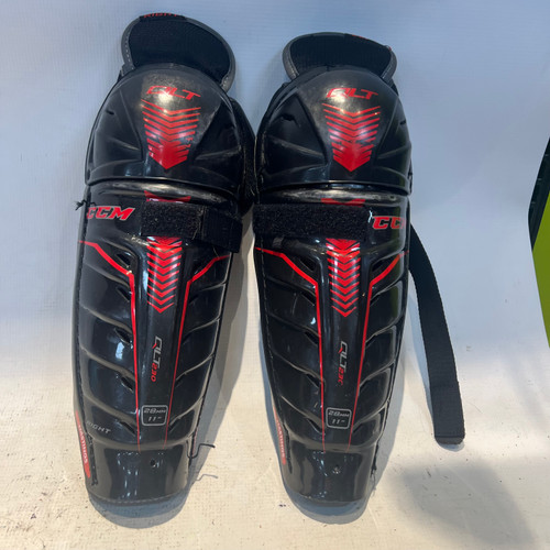 Vist Large View of Product Image Which is Used CCM QLT Junior Shin Guards Black 11"