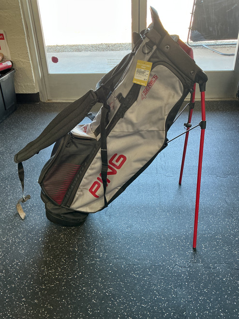 Vist Large View of Product Image Which is Used Ping PING STANDING GOLF BAG Mens Stand Bag Grey And Red