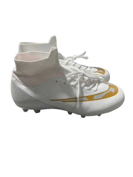 Vist Large View of Product Image Which is Used ADULT SOCCER CLEAT SZ 5.5 Soccer Cleats Gold And White Senior 5.5