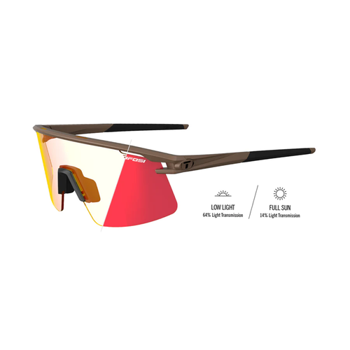 Vist Large View of Product Image Which is New Tifosi Moab Lite Biking Glasses- Matte Bronze Frame/Clarion Red Fototec Lens