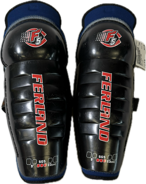 Vist Large View of Product Image Which is Used Sher-wood SG5 Junior Shin Guards Black 9"