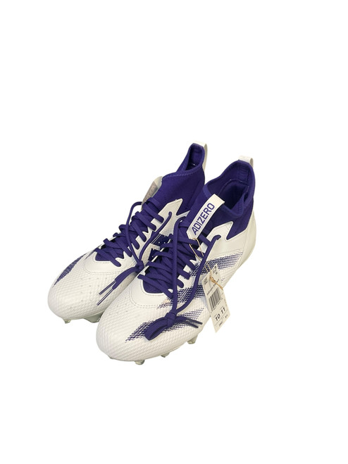 Vist Large View of Product Image Which is Used Adidas ADIZERO IMPACT Adult FB Cleats White And Purple Senior 10