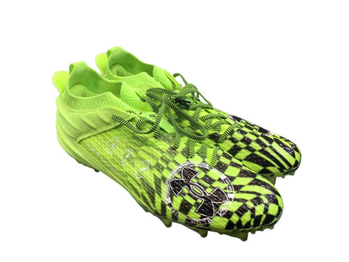 Vist Large View of Product Image Which is Used Under Armour BLUR SMOKE 2.0 MC Adult FB Cleats Neon Green Senior 11.5