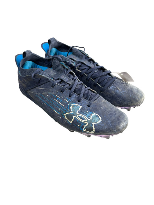 Vist Large View of Product Image Which is Used Under Armour Adult FB Cleats Navy Blue Senior 11.5