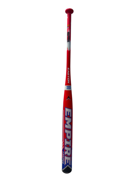Vist Large View of Product Image Which is Used Easton SP20EM2L BB/SB Slowpitch Bat White/Royal/Red 34"