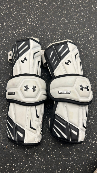 Vist Large View of Product Image Which is Used Under Armour 2T2 Lacrosse Arm Pads/Guards White LG