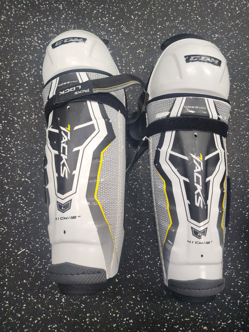 Vist Large View of Product Image Which is Used CCM TACKS 4052 Senior Shin Guards White 16"