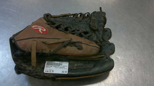 Vist Large View of Product Image Which is Used Rawlings PREMIUM SERIES BB/SB Glove RH Throw Brown 12"