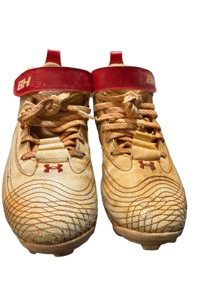 Vist Large View of Product Image Which is Used Under Armour BRYCE HARPER BB CLEAT J 5.0 BB/SB Cleats Cardinal And White Junior 05