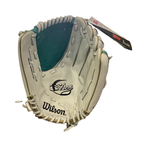 Vist Large View of Product Image Which is  Wilson SIREN BB/SB Glove RH Throw White 12 1/2"