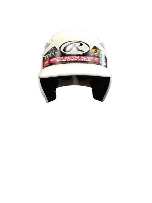 Vist Large View of Product Image Which is Used Rawlings R16 Batting Helmet No Mask White LG