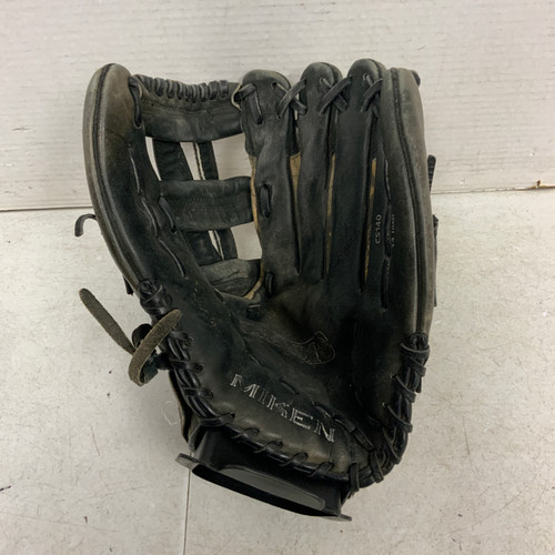 Vist Large View of Product Image Which is Used Miken CAMO CS140 BB/SB Glove RH Throw Black 14"
